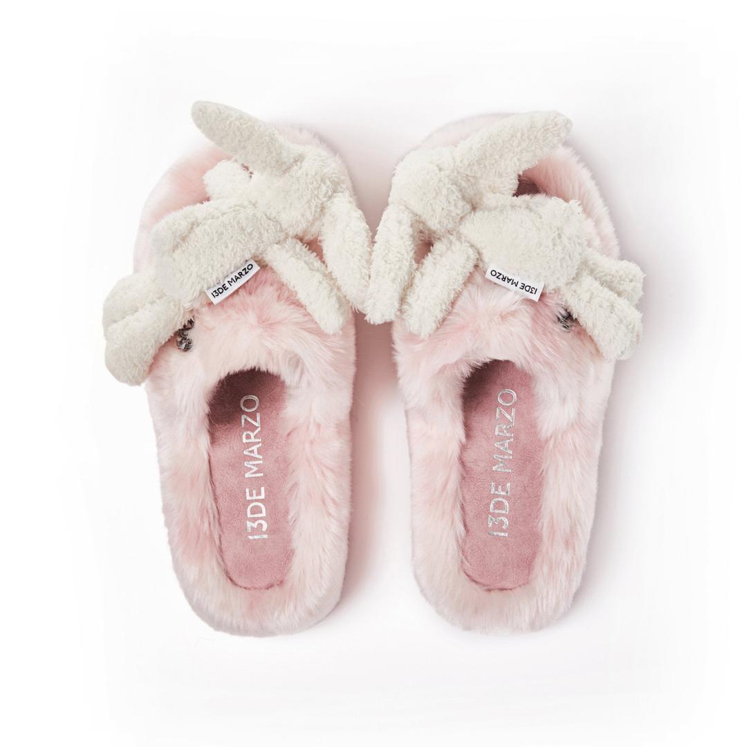 Pink Logo Furry Plush Slipper - 39/40