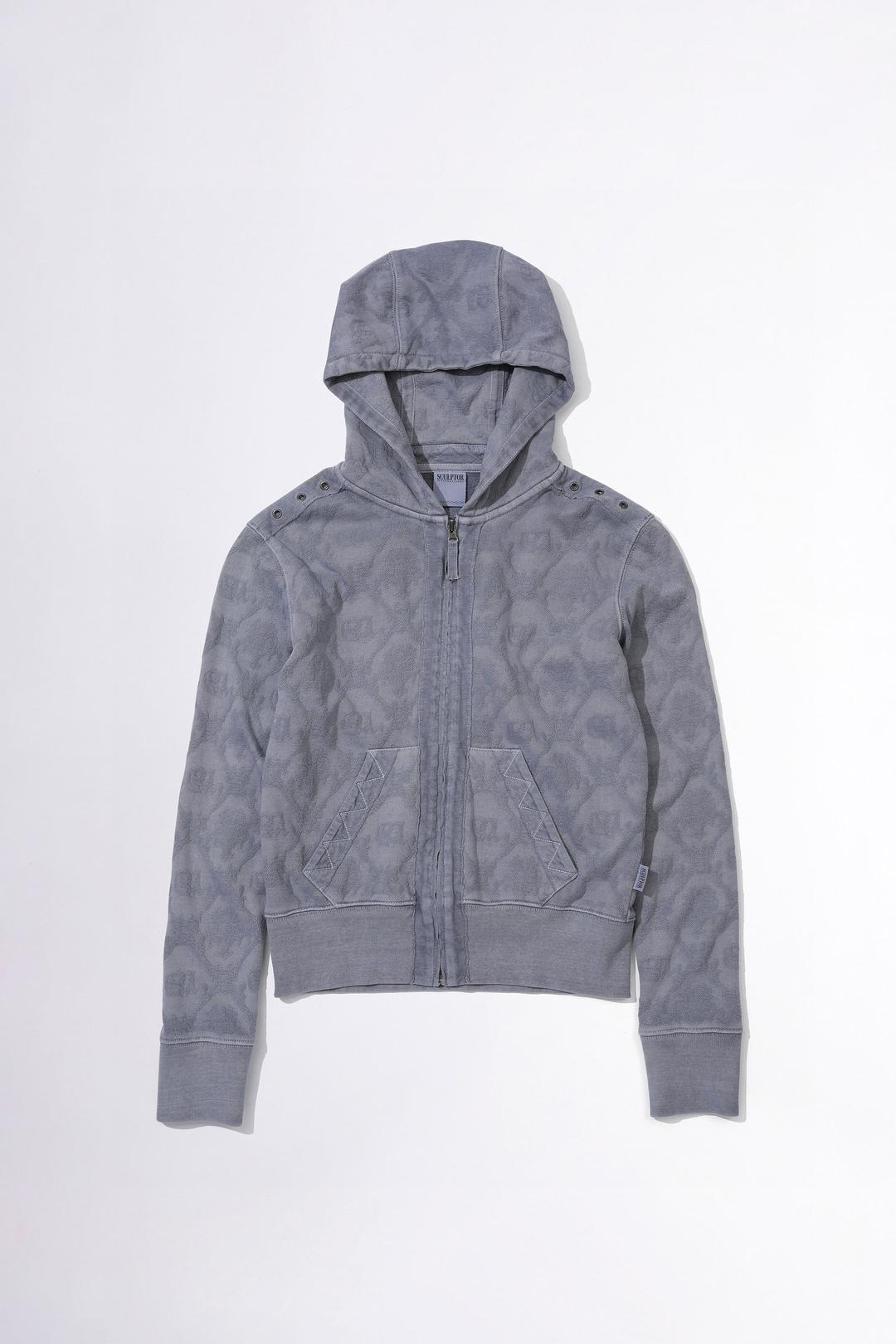 Jacquard Hoodie Zip-Up Dusty Blue