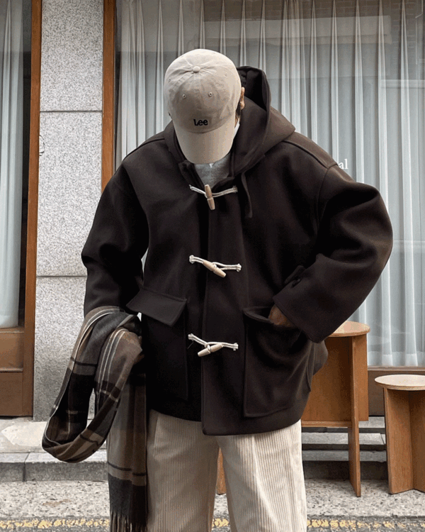 오버핏 울 후드 더플 코트 (3Color) (입고지연 12.18(월) 순차배송)