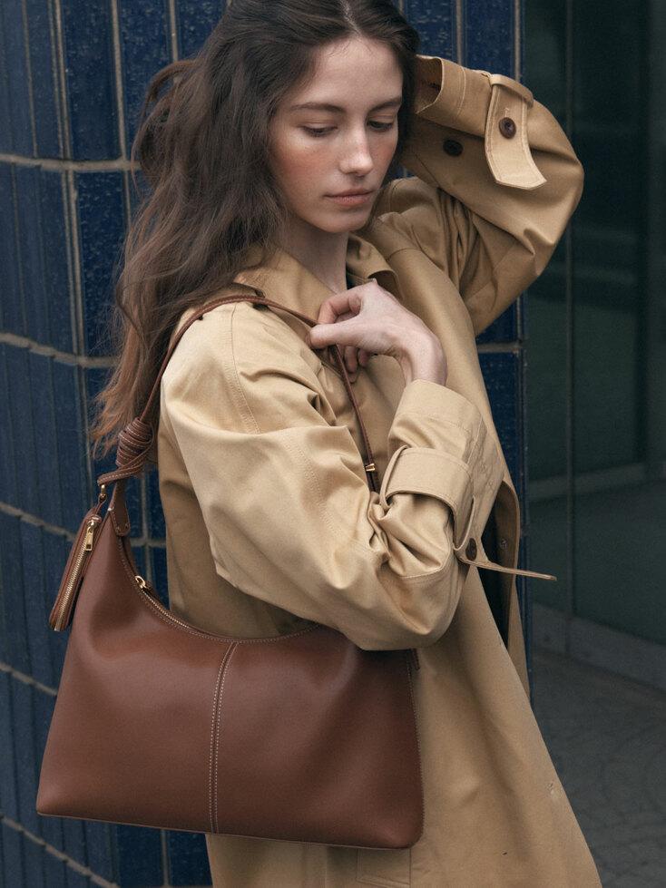 Veneta Hobo Bag Medium Tan Brown