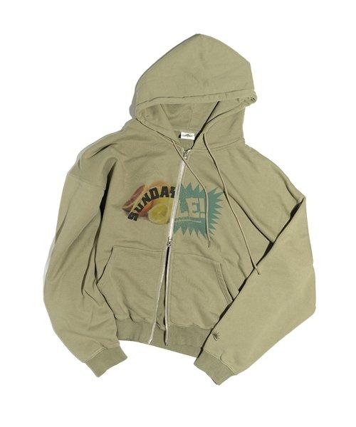 HALF FRUIT ZIP HOODIE KHAKI