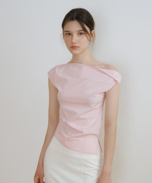 CE ONE SHOULDER BLOUSE BABY PINK