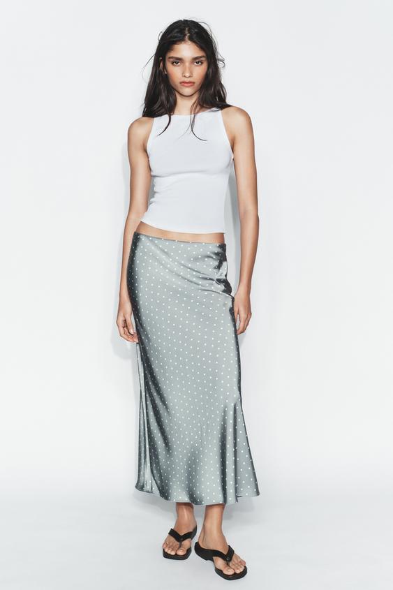 SATIN MIDI SKIRT