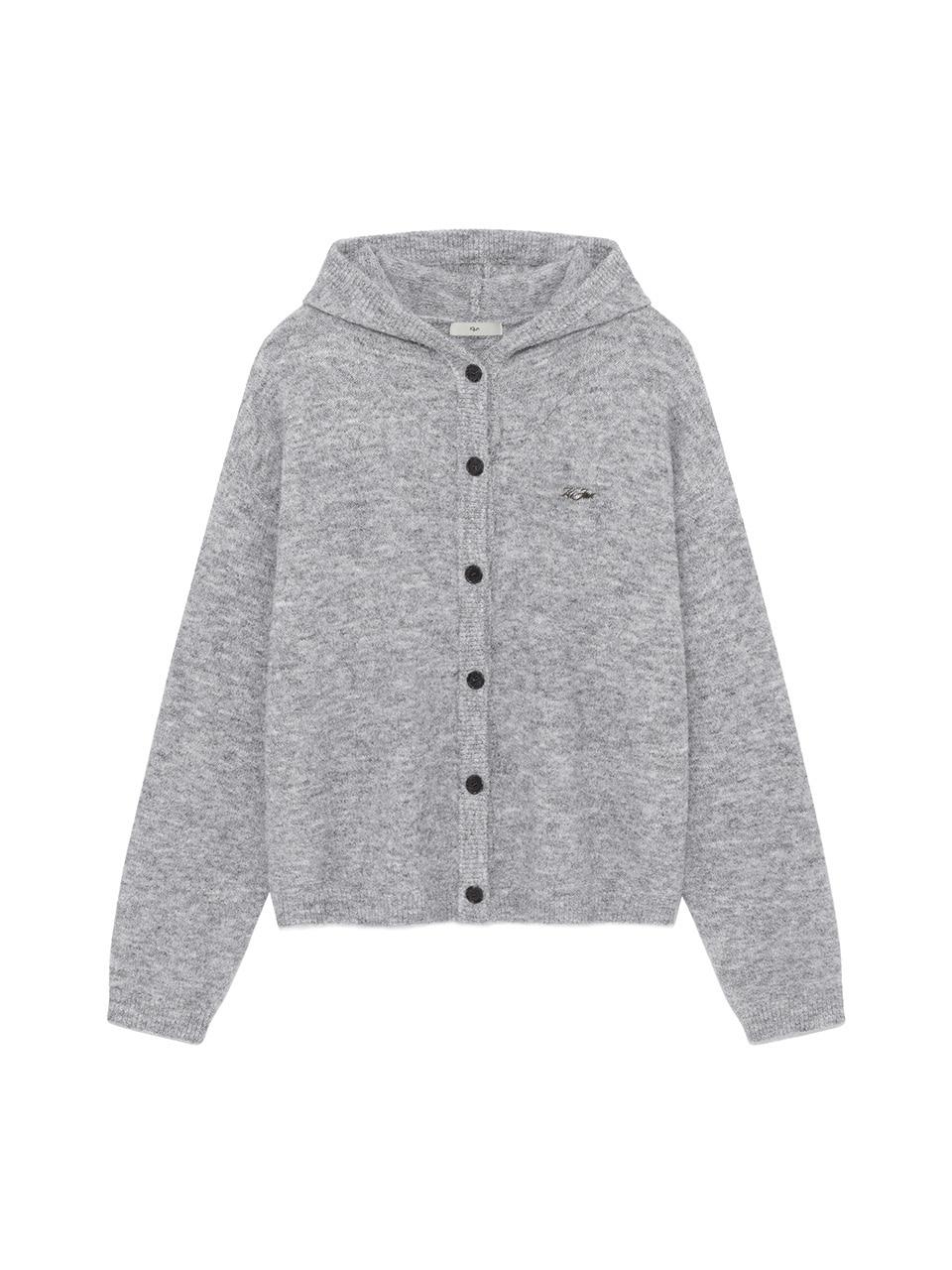 Soft Wool Knit Hoodie Melange Grey