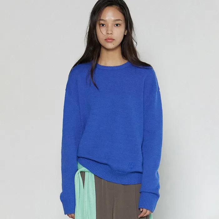 BASIC WOOL KNIT PULLOVER COBALT BLUE