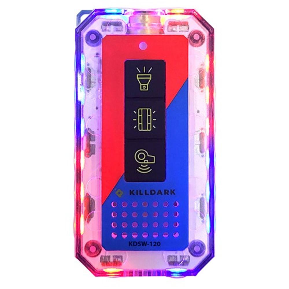 킬다크 경광호루라기 KDSW-120 강력한 4방향 LED 불빛 전자호루라기 미니 후레쉬 랜턴 경광등 개인 호신용품