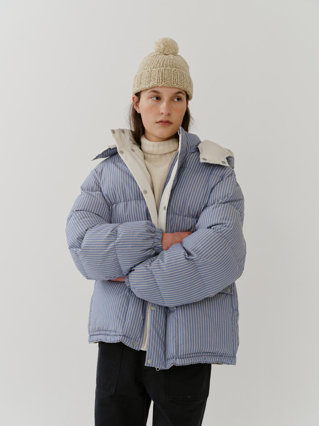 Capel Reversible Puffer Jacket (blue stripe)