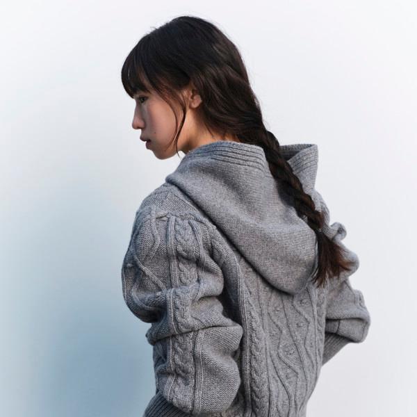 Puffed Lambswool Cardigan (Gray)