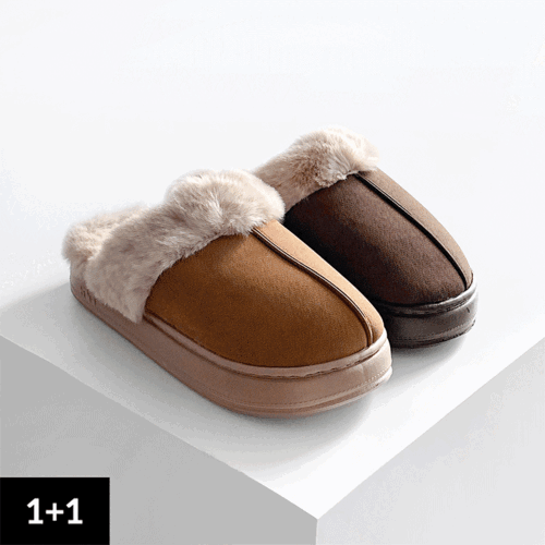 [1+1] SS 허쉬 방한 털 뮬슬리퍼