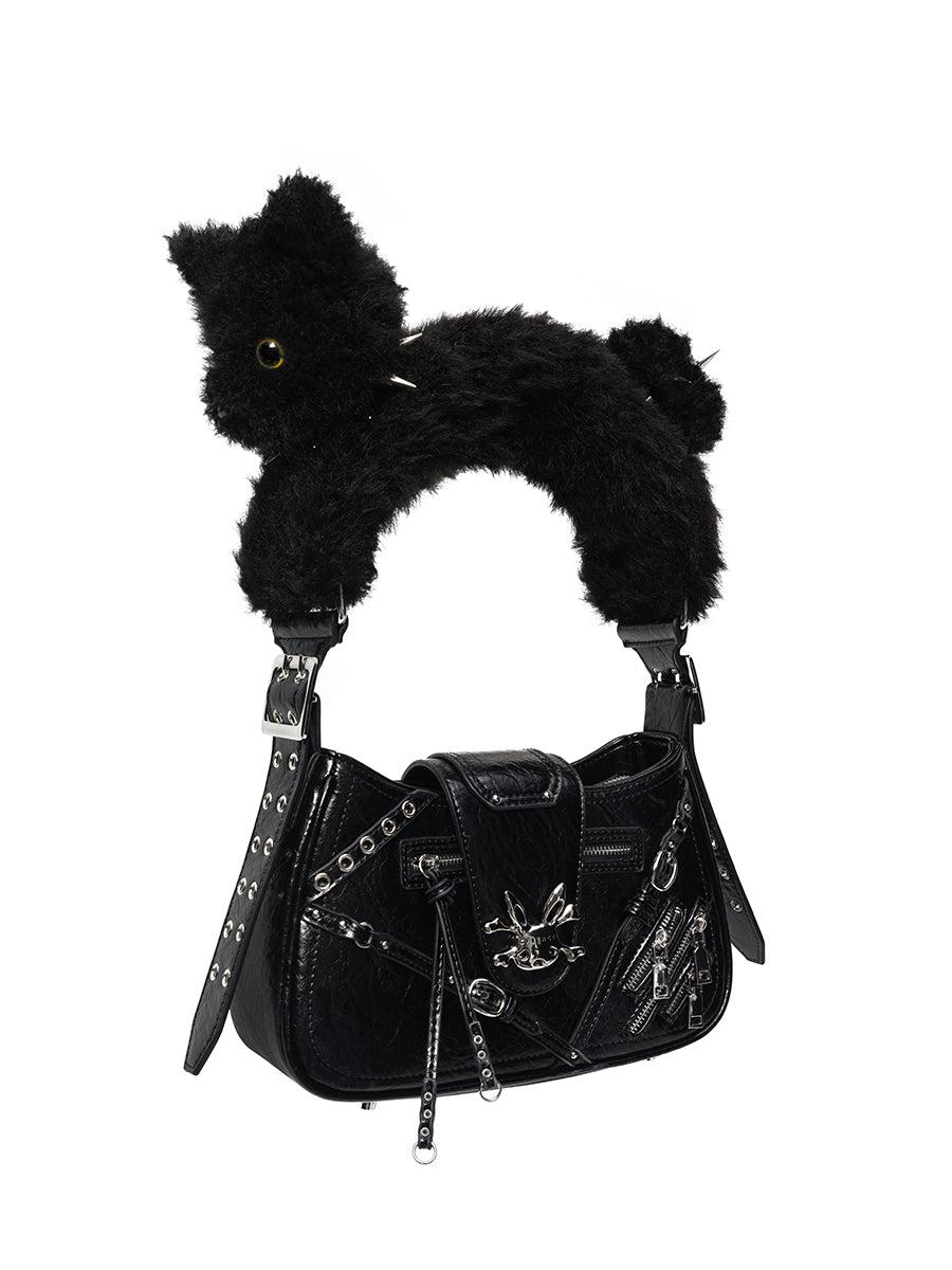 FLEECY CAT HANDBAG - BLACK (PRE-ORDER SHIP IN 30 DAYS)
