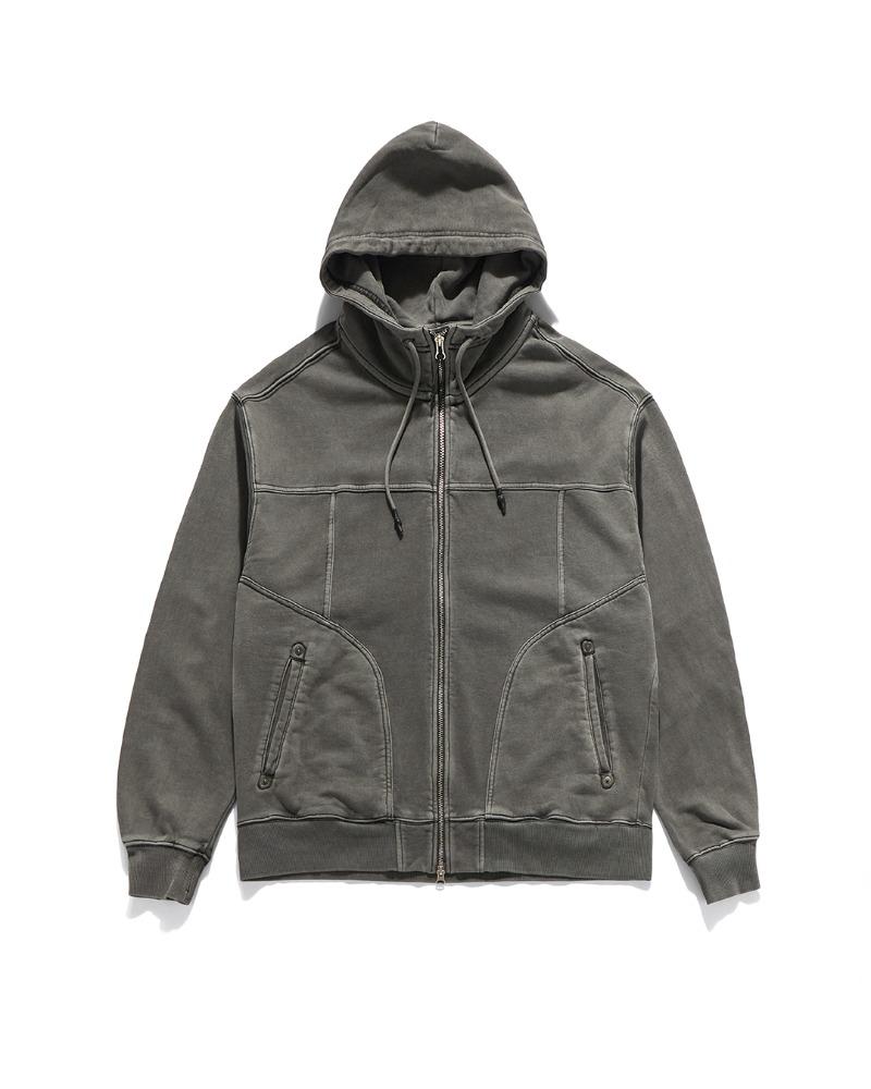 TRUCKER HOODIE ZIP UP SWEAT / CHARCOAL