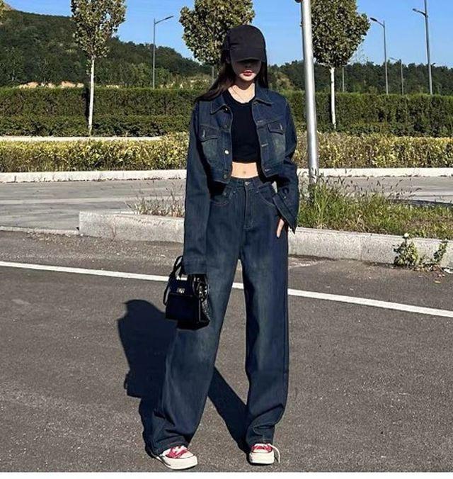 데이브 크롭 청자켓/팬츠 세트