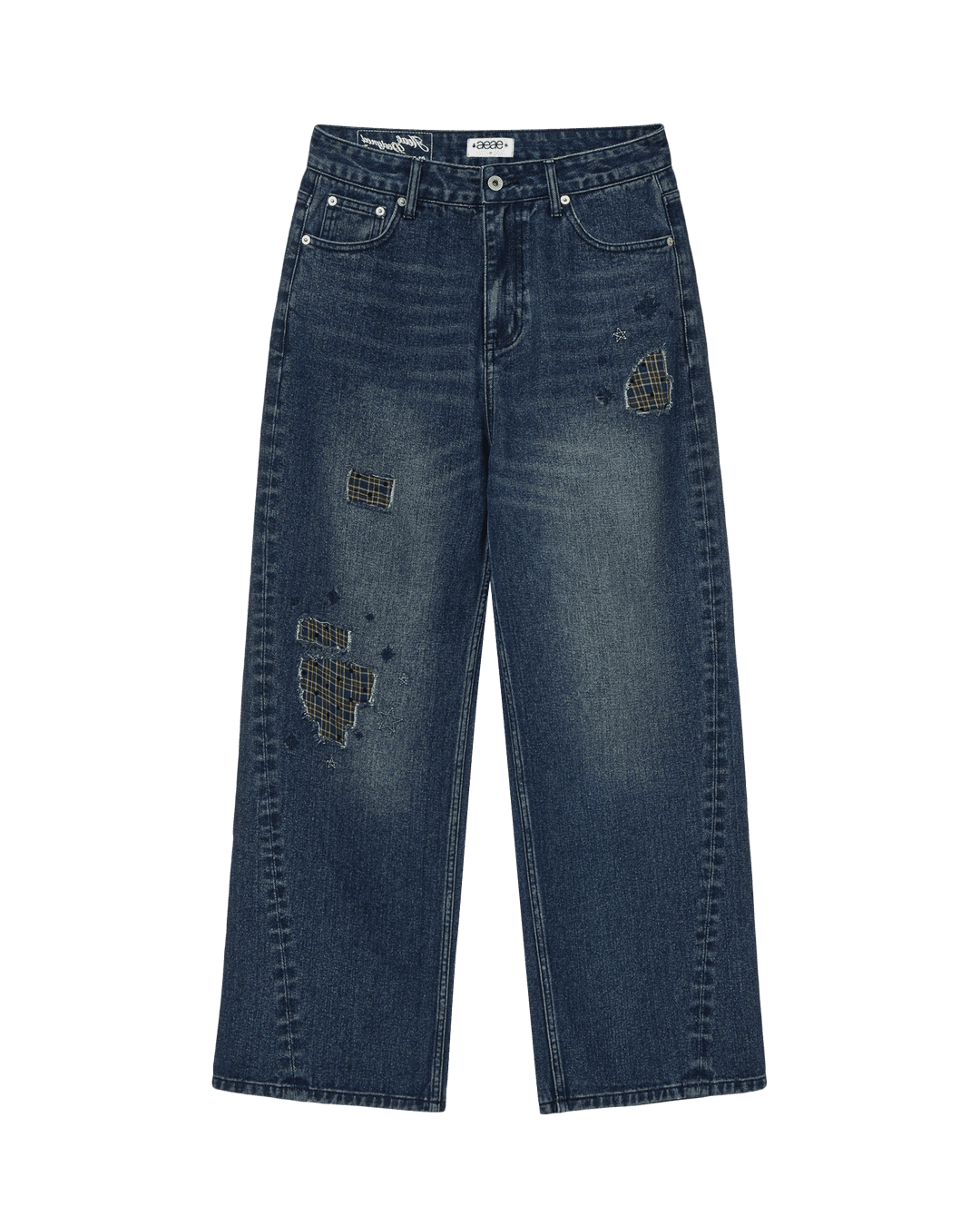 [9/26 예약발송] CHECK PATCHWORK DENIM PANTS [ASH BLUE]
