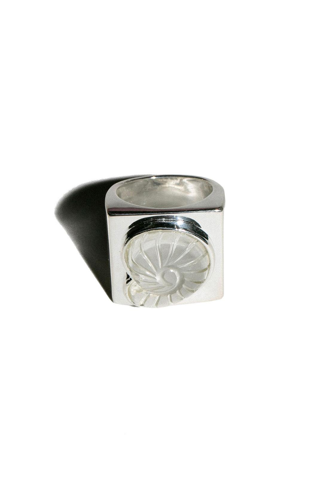 Crystal Carved Shell Ring