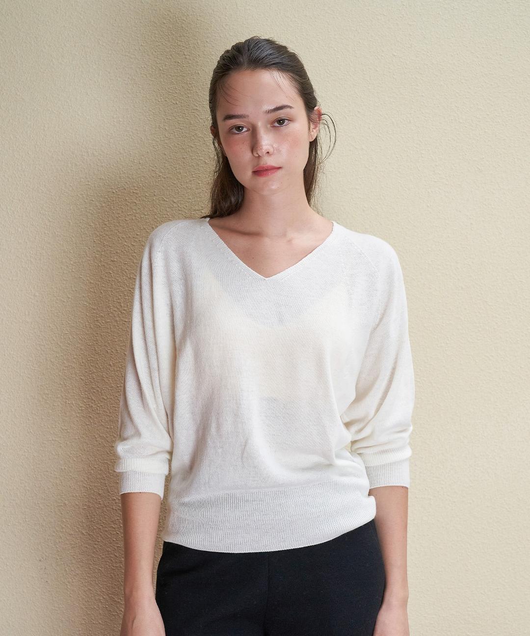 3D니트 울캐시 브이넥 탑 FT1400