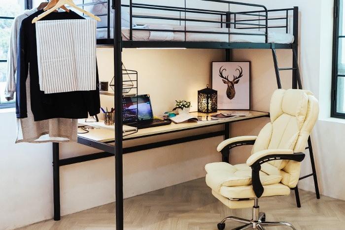 코모드i 철제 책상 벙커침대 싱글 수납 선반 올인원 성인 학생 2층 프레임