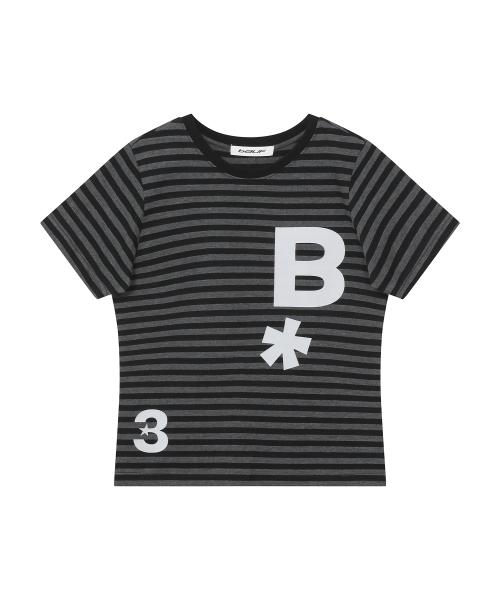 B logo 슬림핏 티셔츠 [스트라이프 블랙]