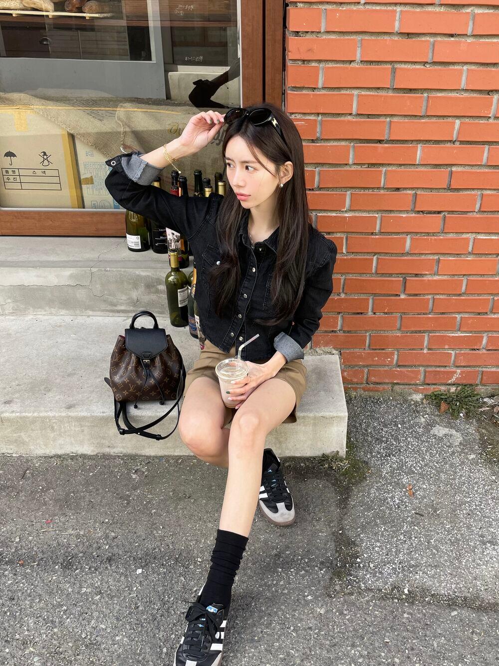 크롭 데님 셔츠