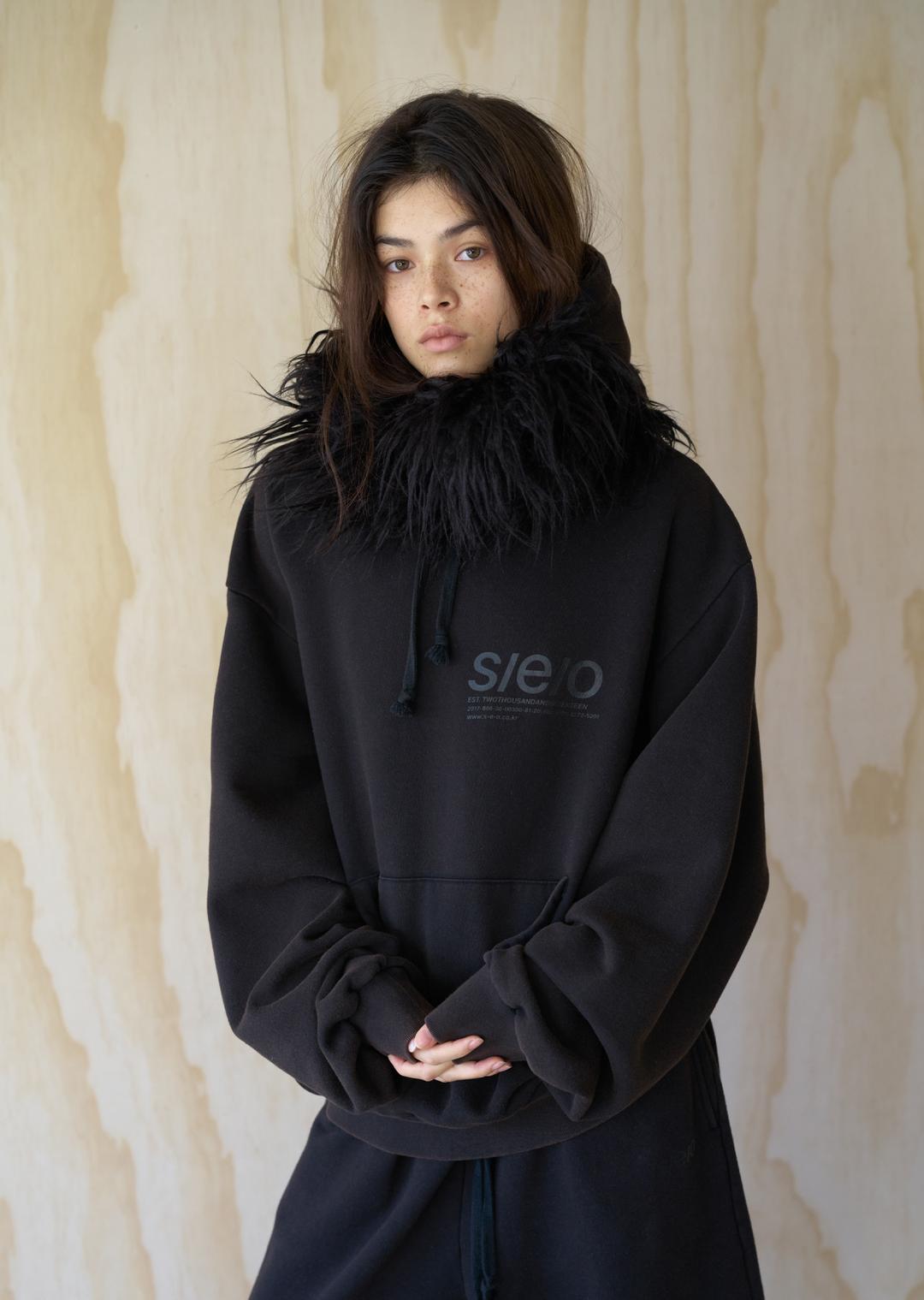 BRUSHED LOGO BIG HOODIE FADED BLACK