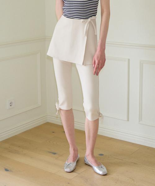 Ribbon Mid-length Skirt Pants_ Ivory