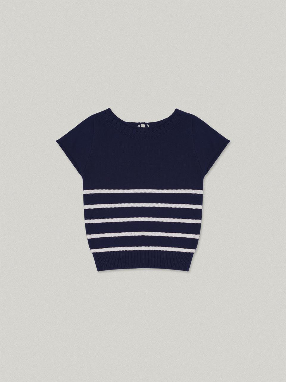 Marine Cap Sleeve Knit - Navy Ivory마린 캡 슬리브 니트