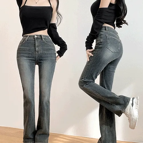 [XS-XL/핏에 진심ღ]sandy gradation 하이웨스트 시와 워싱 부츠컷 데님 팬츠