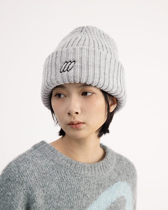 CRYINGCENTER 로고 자수 니트 비니 (2 컬러)