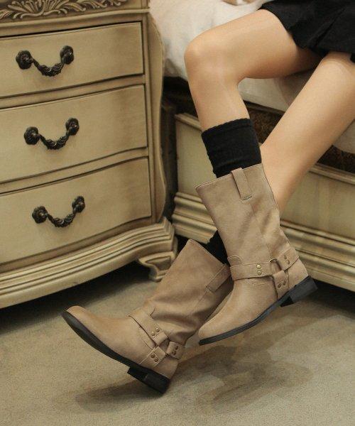 ljh7037 Biker middle boots _ 2colors
