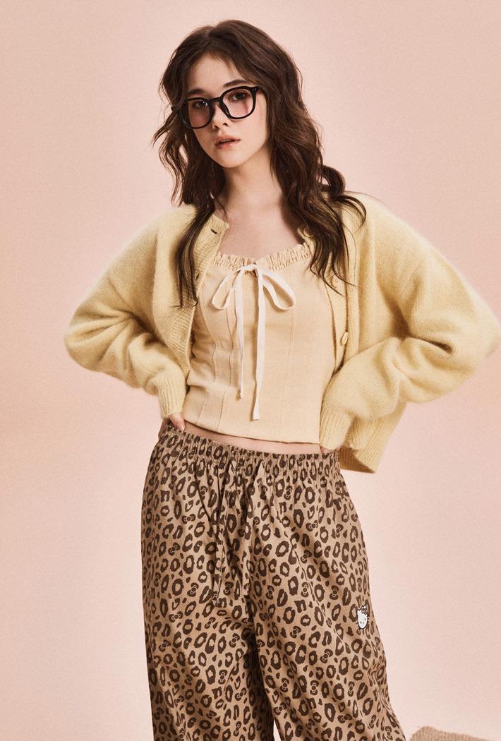 [산리오캐릭터즈] 헬로키티 레오파드 잠옷바지(BROWN)_SPPPG23U07