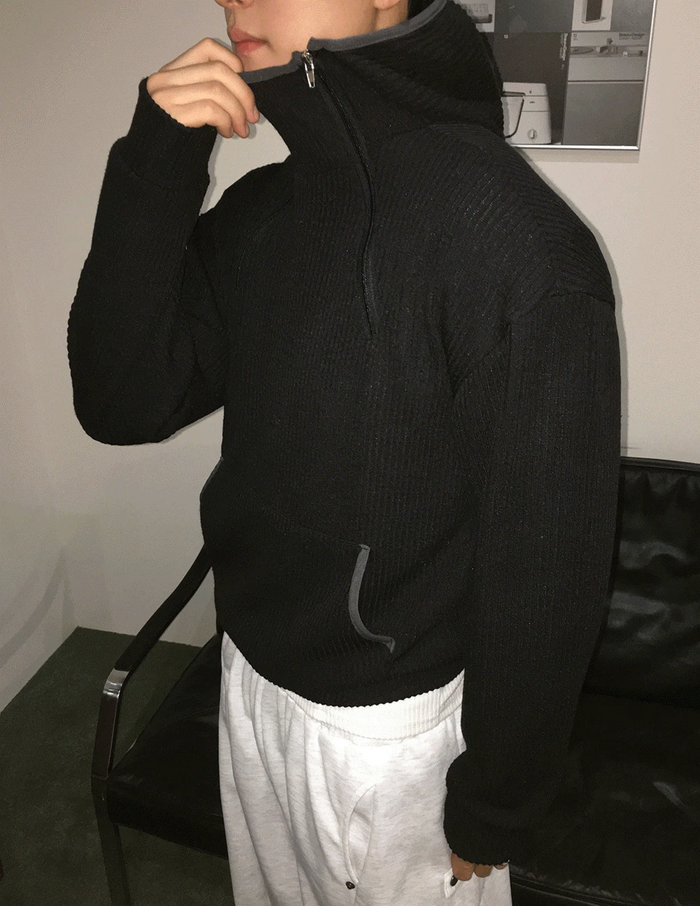 Ted High Neck Zip-up Hood Knit