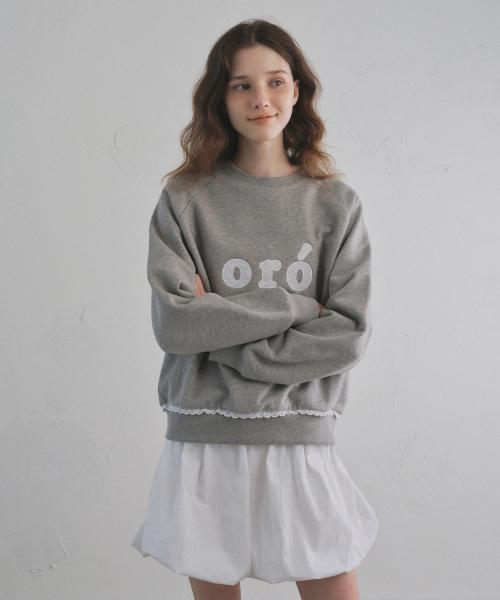 오로 어피어 레이스 스웻셔츠_Melange Grey