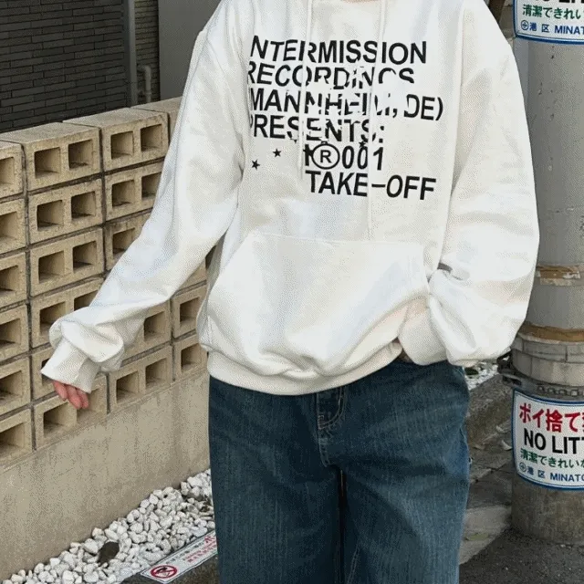 y2k 오버핏 레코딩 프린팅 후드티