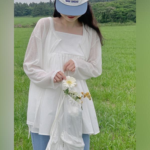 핫핑 [살안타템/통기성우수][MADE] 소미 루즈핏 썸머가디건(44~110) (신상-빅사이즈가디건-여름가디건-썸머가디건-비치웨어-에어컨차단템-캐주얼룩-볼레로)