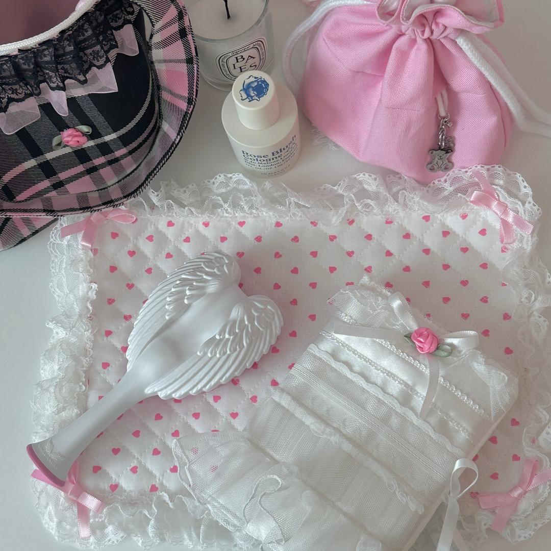 하트 도트 로맨틱 소품 패브릭 매트