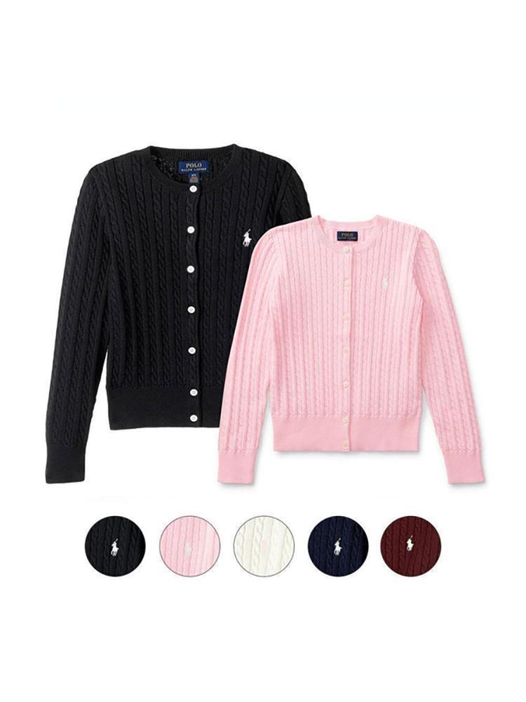 [폴로 랄프로렌] 여성 걸즈 케이블 꽈배기 가디건