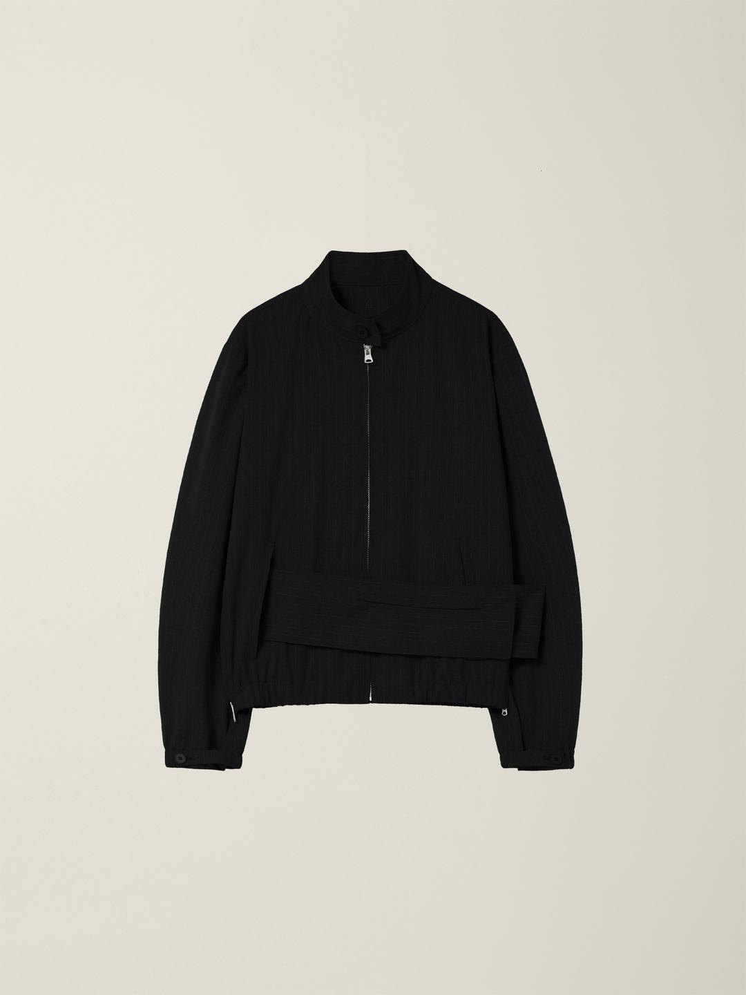 MENS BELTED POCKET BLOUSON  BLACK (STRIPE)