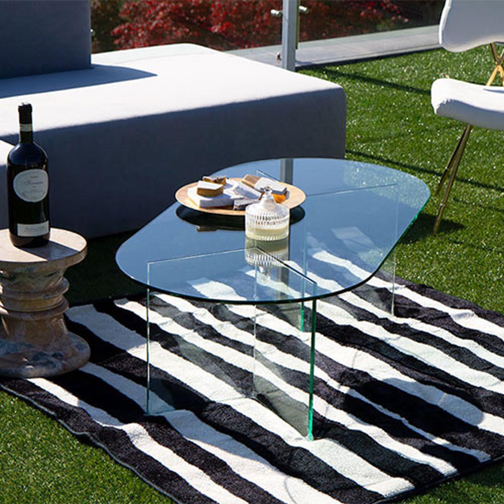 아트유 글라스 투명 타원 소파 테이블 V다리 글라스이탈리아 인테리어 국내제작 유리테이블