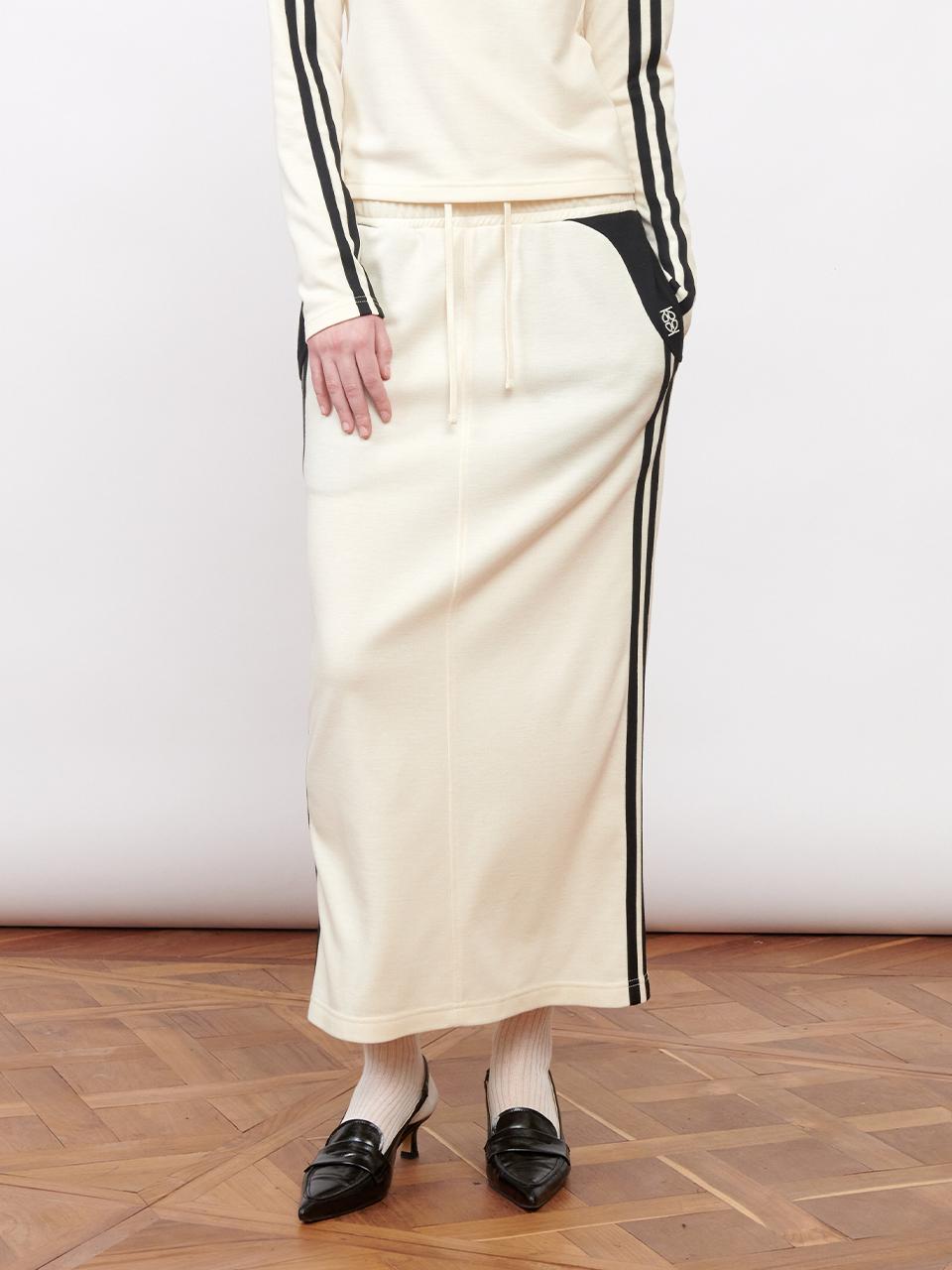 Football Jersey Long Skirt Ivory Black