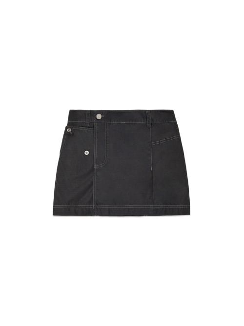 POCKET FOLDOVER WRAP MINI SKIRT IN BLACK
