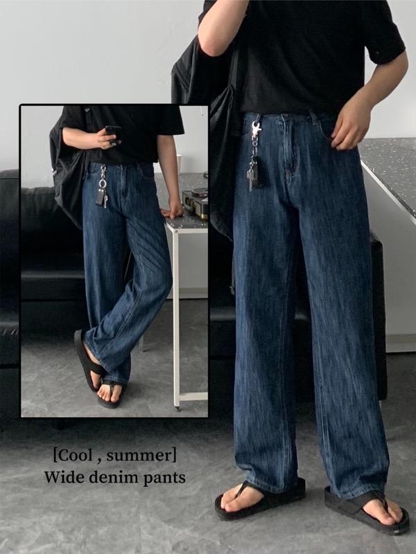 [주문폭주] cool 냉감 린넨 와이드 데님 팬츠