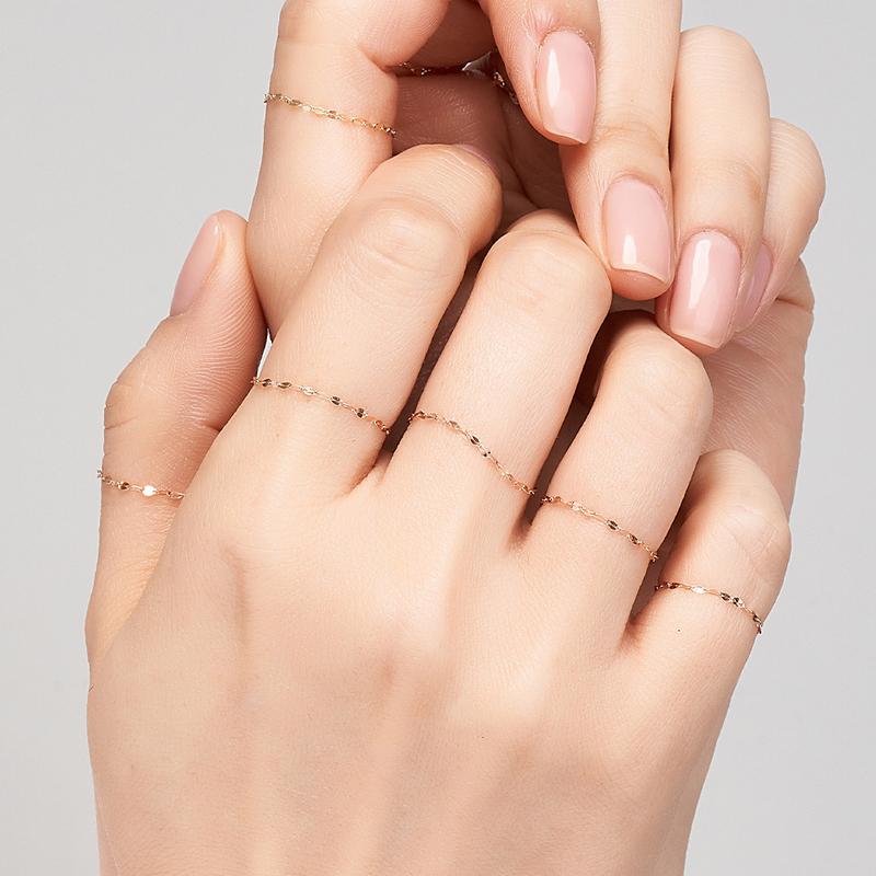 14K Tiny 아몬드 체인 금 반지