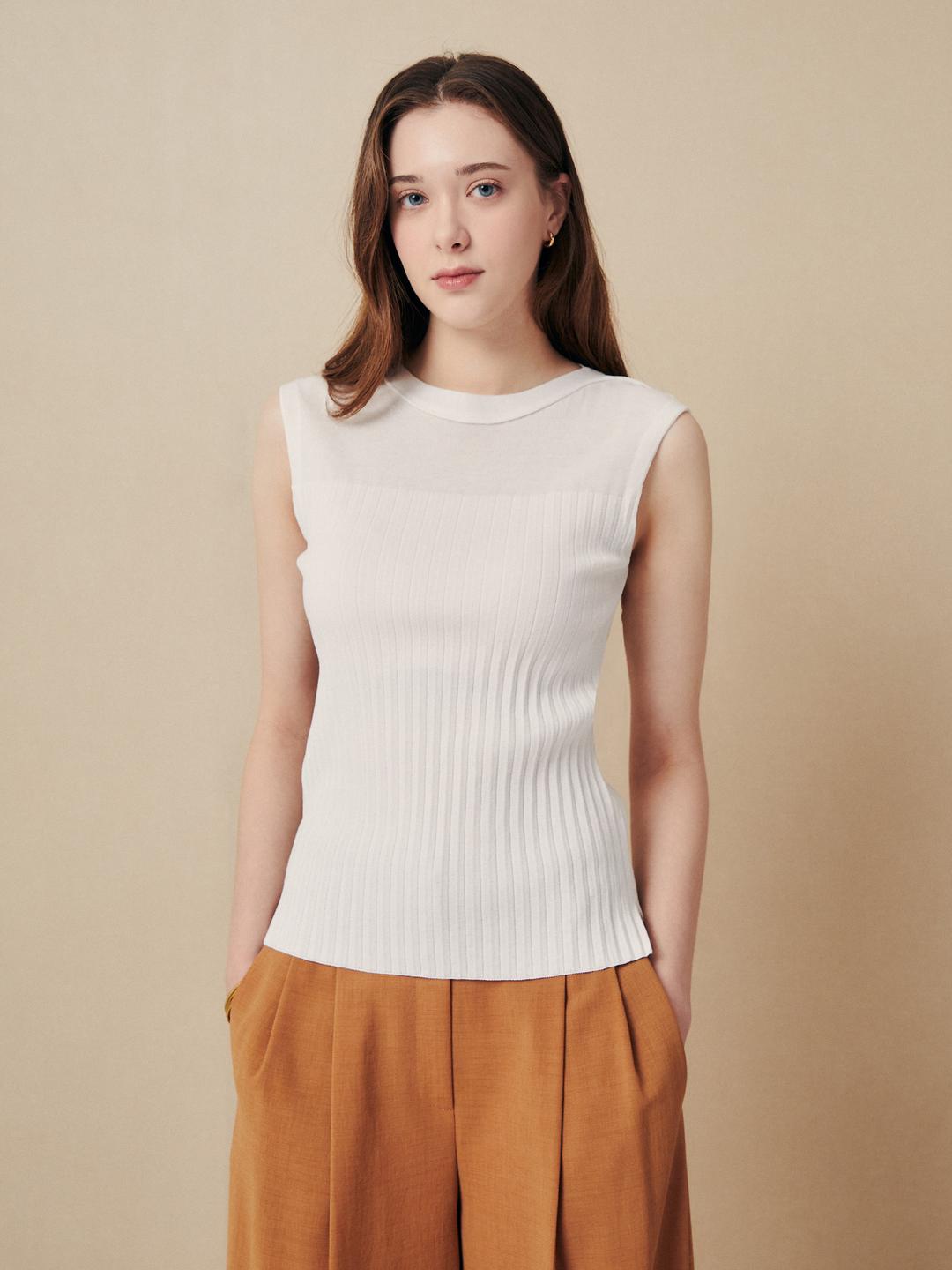 지고트 소프트 립 텍스처 니트 슬리브리스 (WHITE) JR5A1PO034