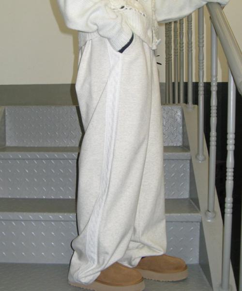 SIDE LACE TRACK SWEAT PANTS OATMEAL