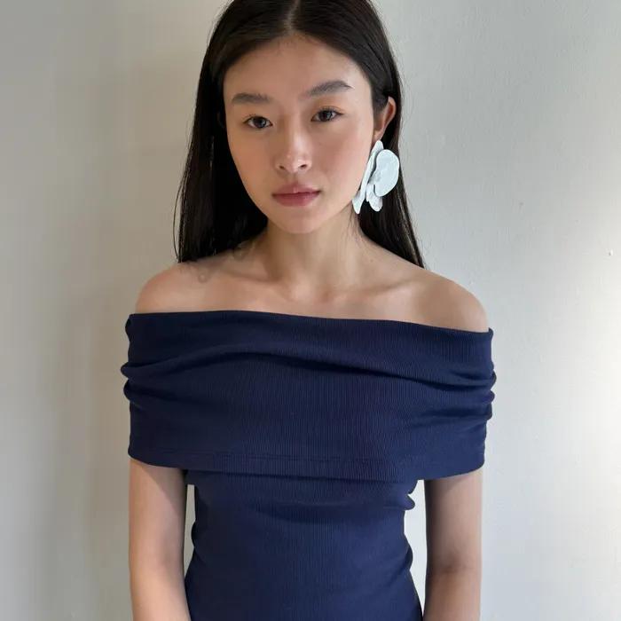 Back Tie Off Shoulder Top Indigo