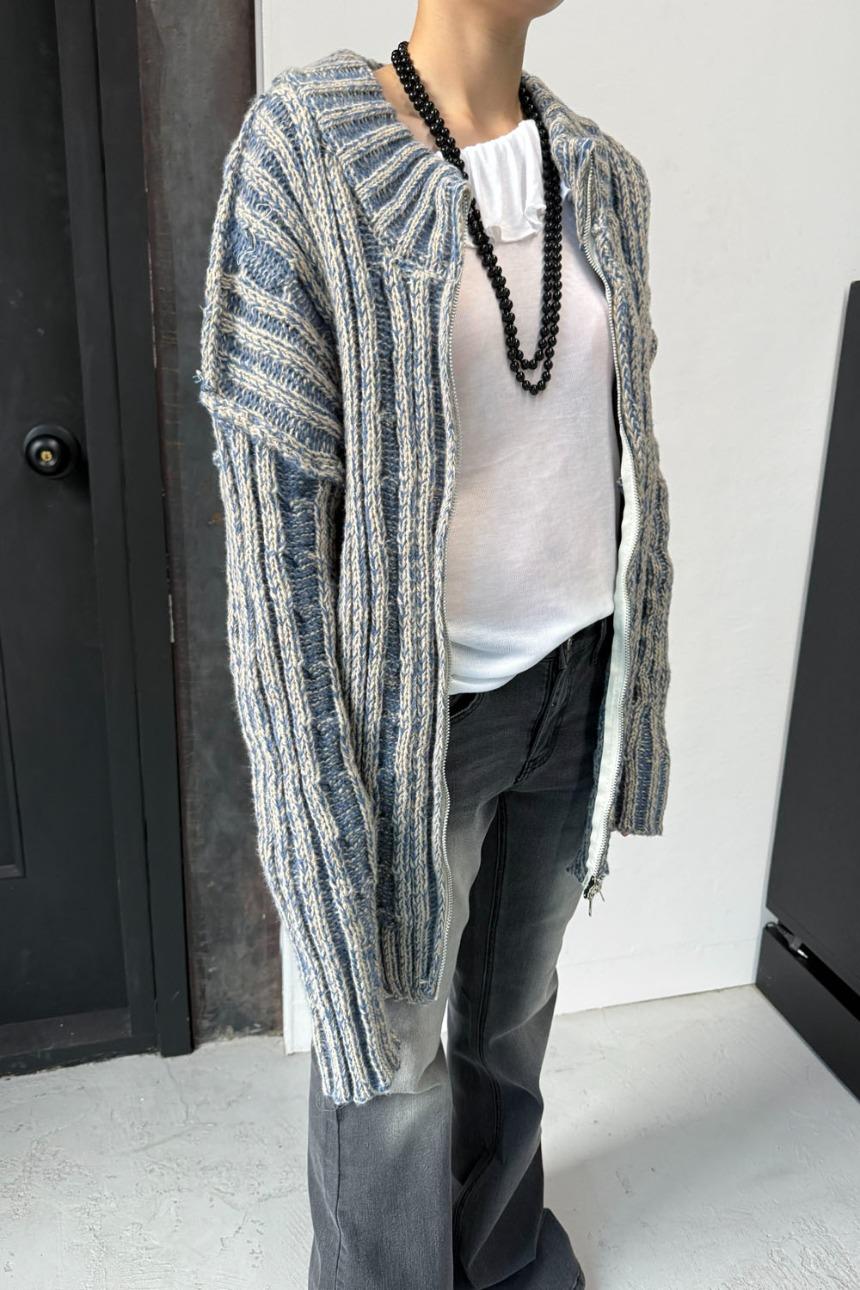 bleach knit zip-up (2color)