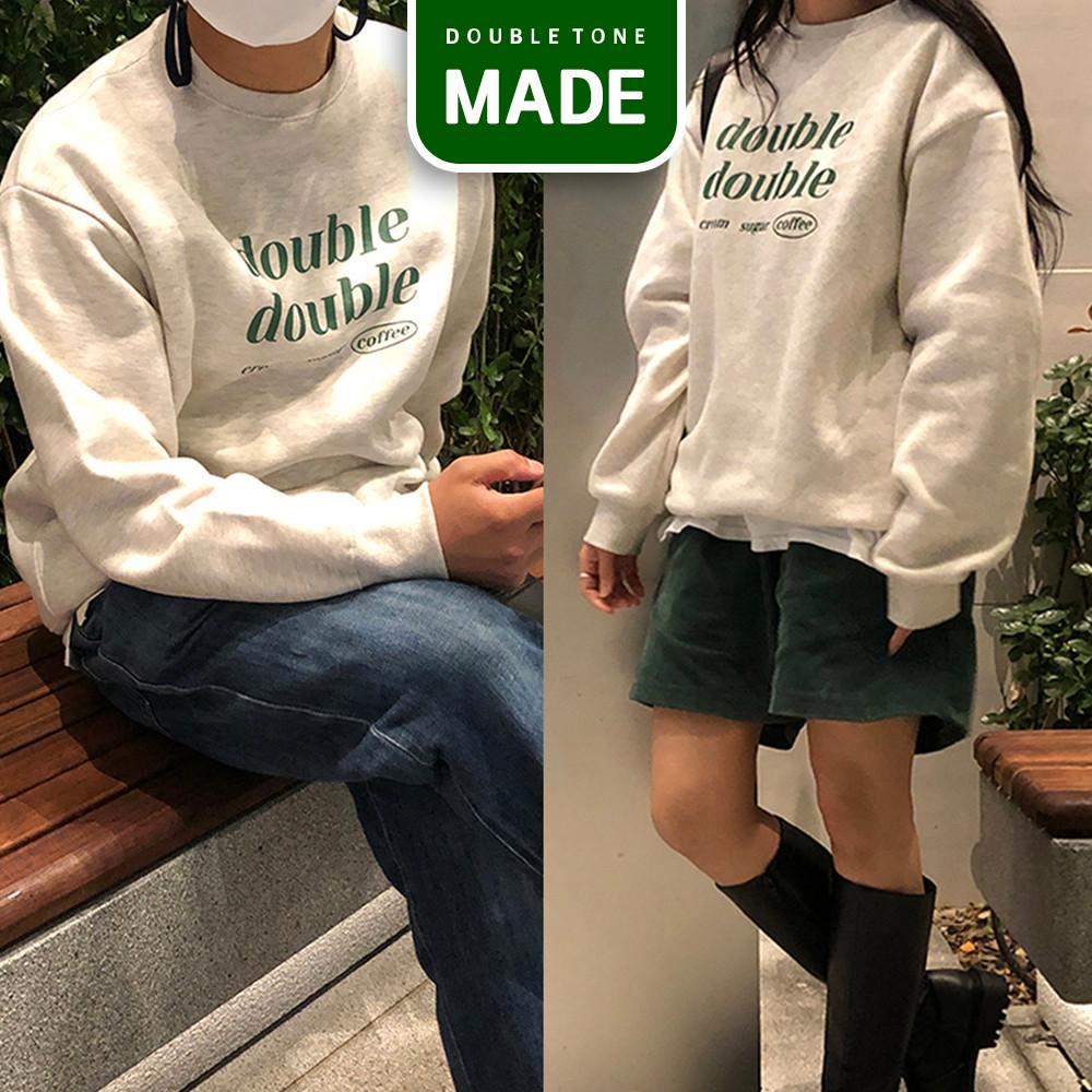 더블더블 기모 남여 맨투맨 겨울 커플 오버핏 티셔츠