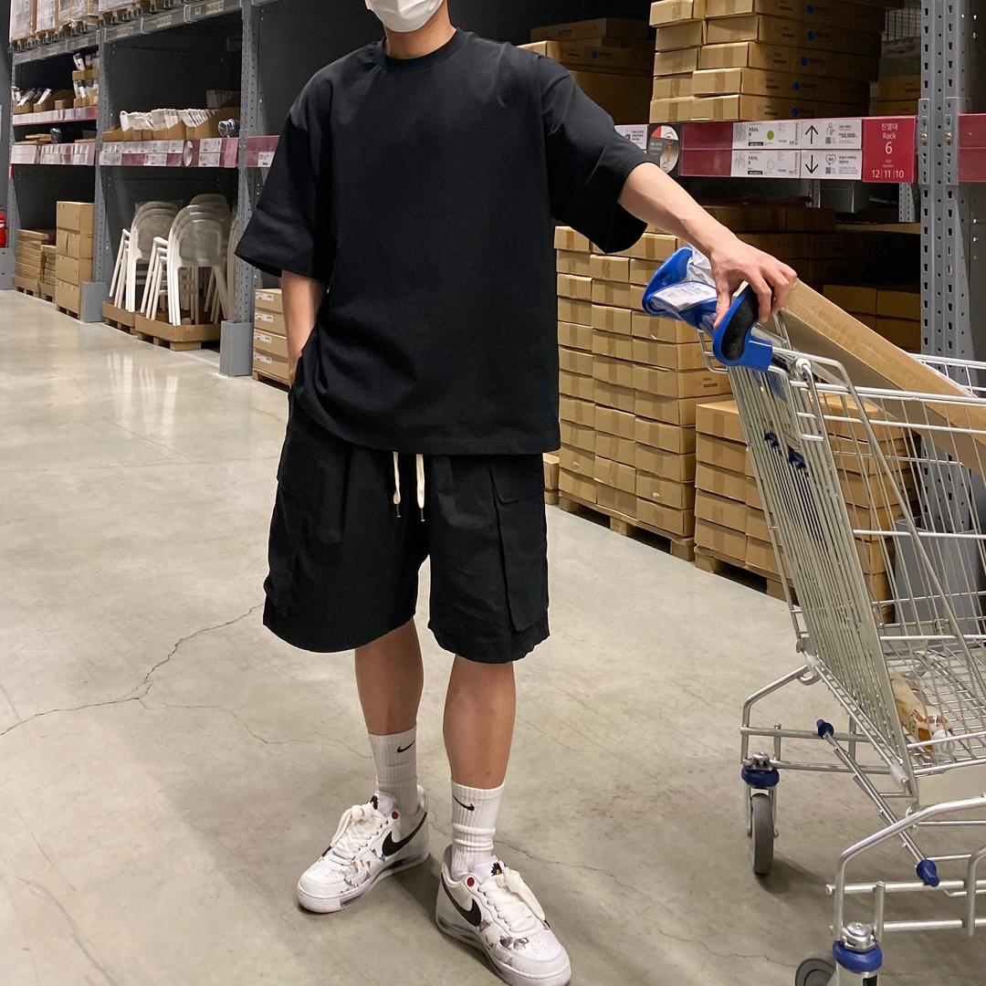 Wide string banding half pants (4color)