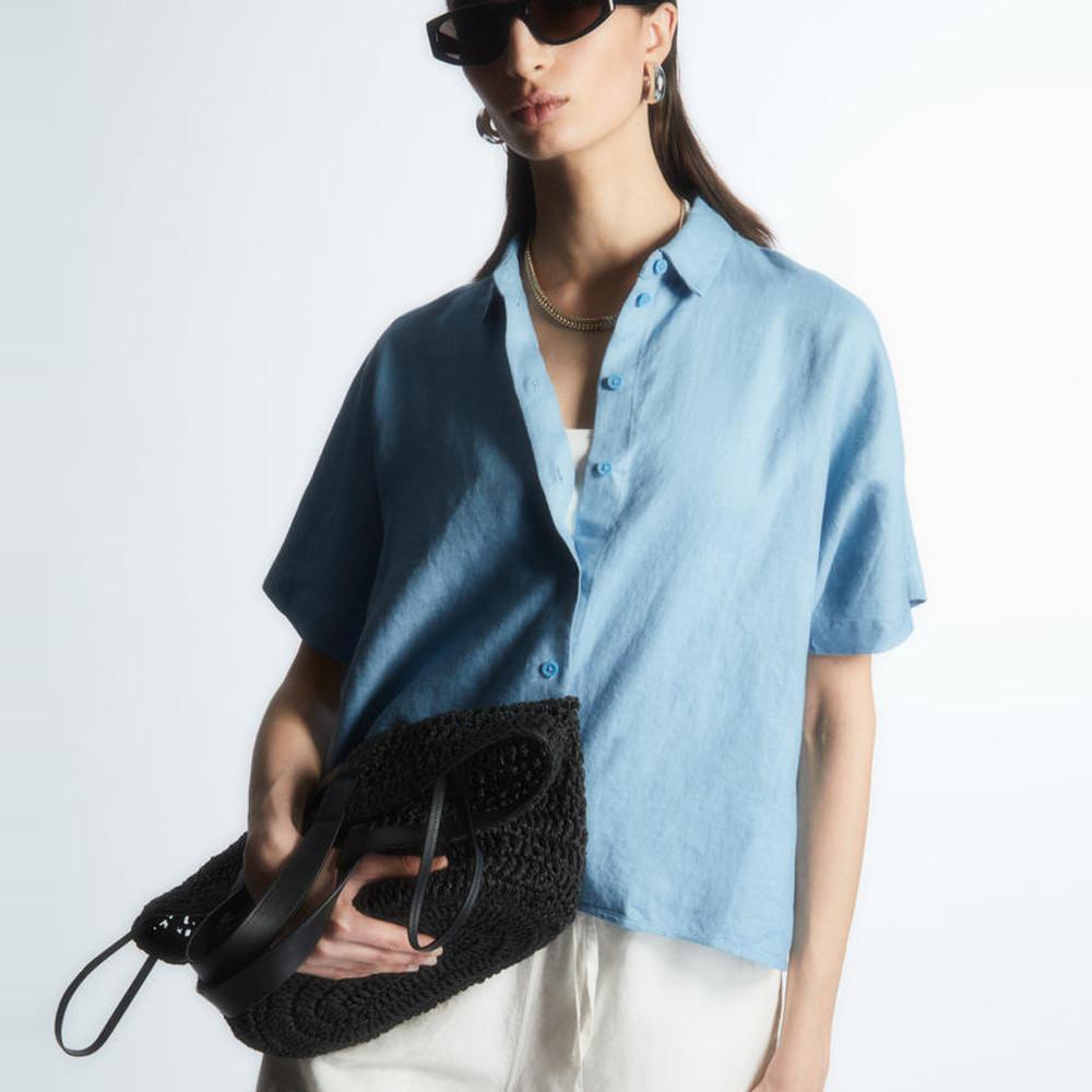 COS 코스 숏 슬리브 린넨 반팔 셔츠 1163843004 라이트 블루