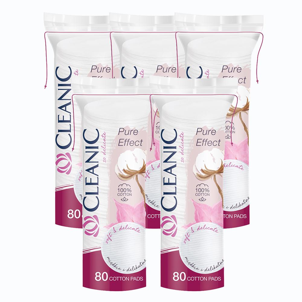 클레아닉 100%천연순면 화장솜 소프트터치 80매x5sets