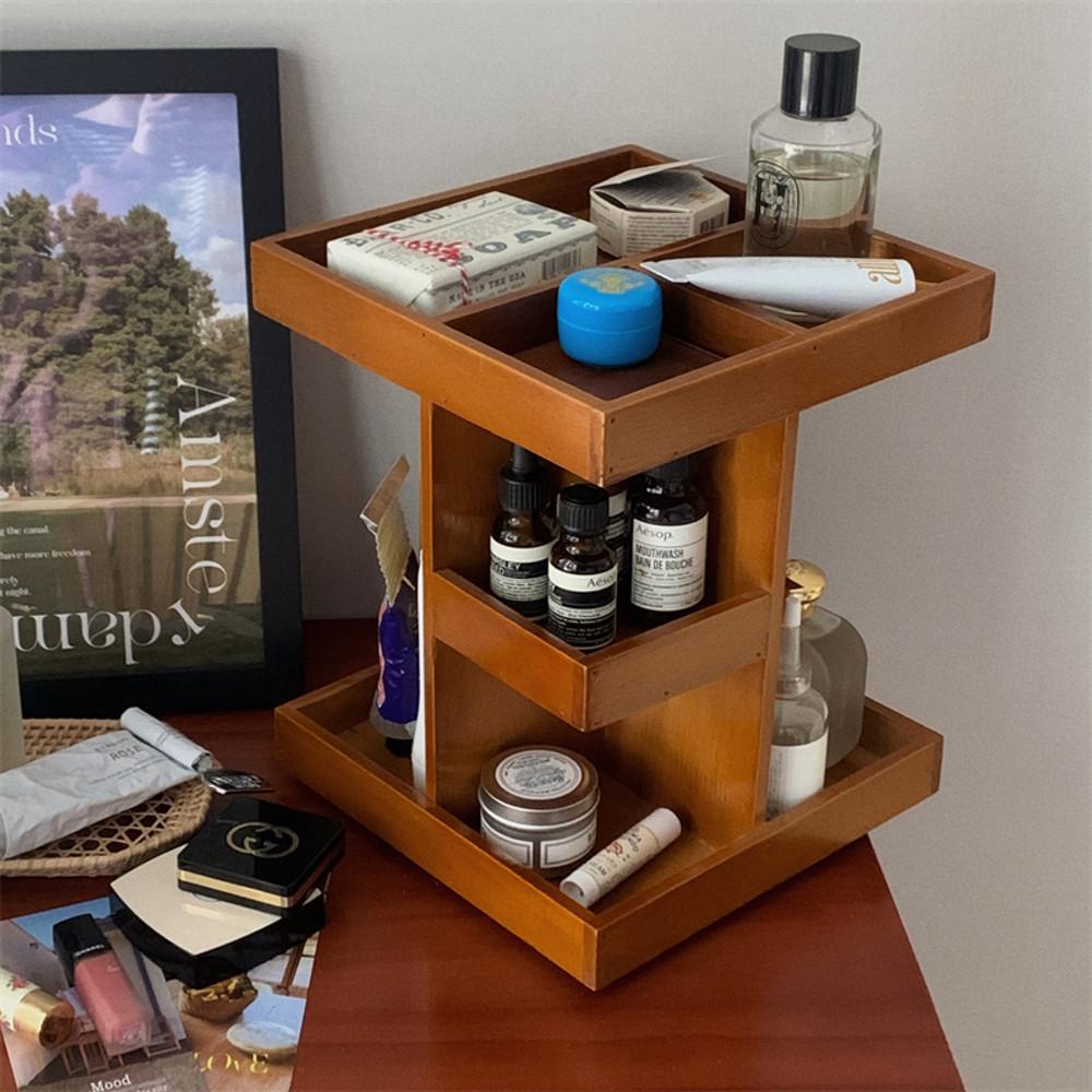 우드 화장품 향수 회전 수납정리함